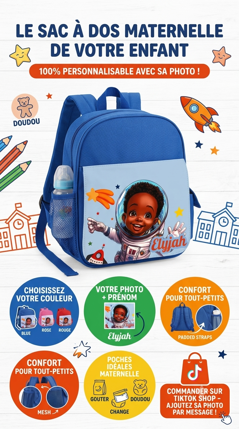 Sac à Dos Maternelle & Crèche Personnalisé – Effet Cartoon sur-mesure